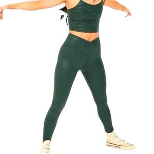 OFFLINE By AERIE High Rise Faux Leather Green Leggings Women’s XL NWT NEW